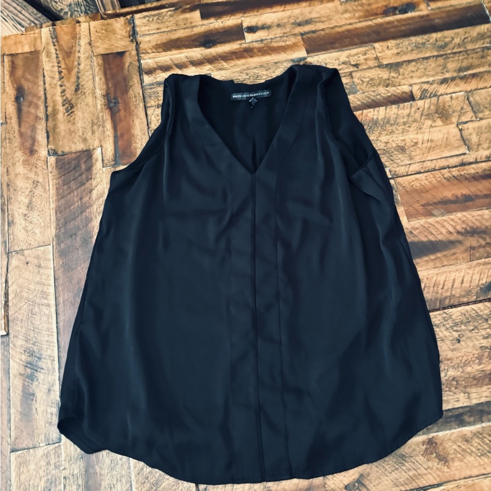 White House Black Market V-Neck Black Blouse